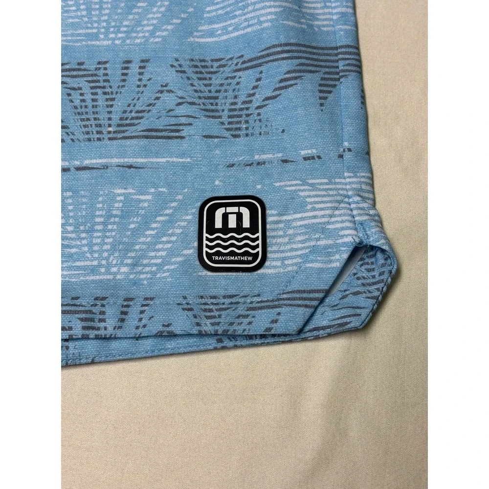 TravisMathew Mens Blue Palm Stripe‎ Board Shorts Swim Trunks 1MW427 Size 36X9
